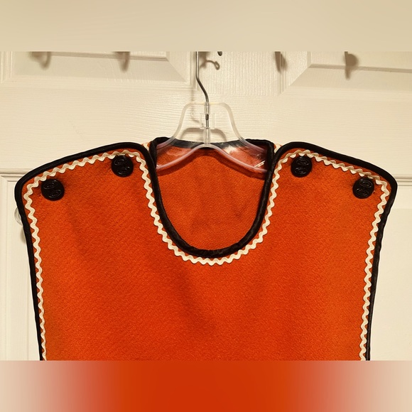 VINTAGE RUSSIAN STYLE KIDS VEST FLORAL ORANGE WOOL EMBROIDERED - Picture 2 of 10